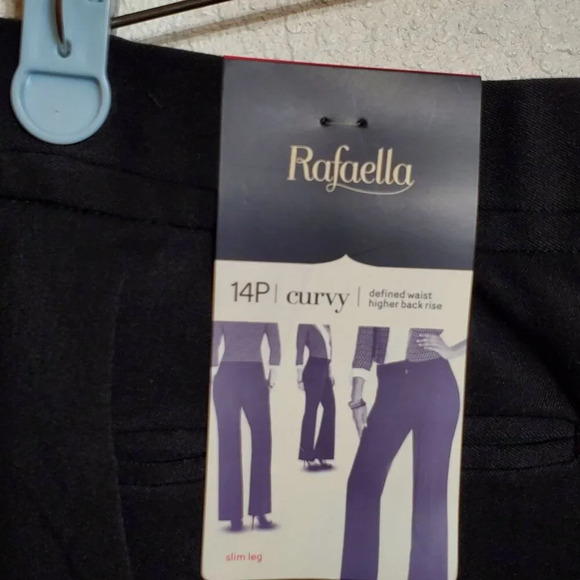 Rafaella Womens Curvy fit Pants Slim Leg Defined Waist Size 14P Black NWT - Picture 7 of 11